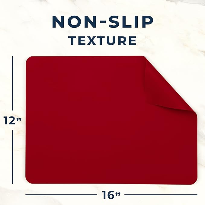 GASARÉ, Extra Large, Thick, Silicone Mat for Kitchen Counter, Heat Resistant Mat, Countertop Protector, Non-Slip, Easy to Clean, Cuttable, 16 x 12 Inches, Red