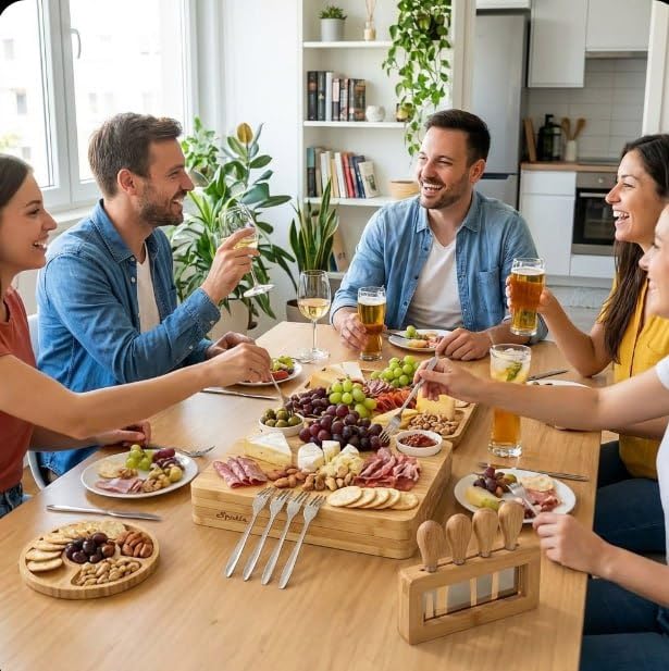 SPATIX Bamboo Charcuterie Boards Set Large Cheese Board Set with Charcuterie Accessories Perfect Birthday Gifts for Couple and House Warming Gifts New Home Gift
