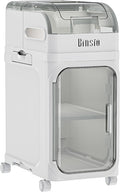 BINSIO 2-Tiers Bathroom Counter Organizer, Slim Bathroom Organizers and Storage, Toilet Paper Storage, Bathroom Organizer Storage Cabinet, Portable Laundry Room Organization, Plastic White Clear Doors