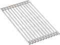 Silicone Non-Slip Dish Drying Rack, Drain Board Over the Kitchen Sink, Roll-Up Dish Rack Drainer, Rust-Resistant Drain Board(Grey,12 rods)