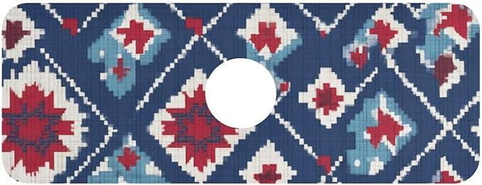 Kitchen Sink Splash Guard 1 PC 14.7 Inch Sink Faucet Mat Splash Guard for Bathroom Countertop Water Absorbent Foldable Cuttable Soft Washable Vintage Blue Floral Patriotic