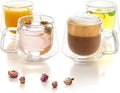 Moss & Stone Set of 4 Double Wall Glass Cup Clear Mug, Double Walled Coffee Mugs 7.5 Oz, Glass Tea Mugs, Insulated Coffee Mug With Handle.