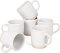 OTAGO Coffee Mugs for 6, 12 oz Mug Set, Partially Unglazed Base,Dringking Cup with Handle for Coffee, Tea, Cocoa, Milk, White