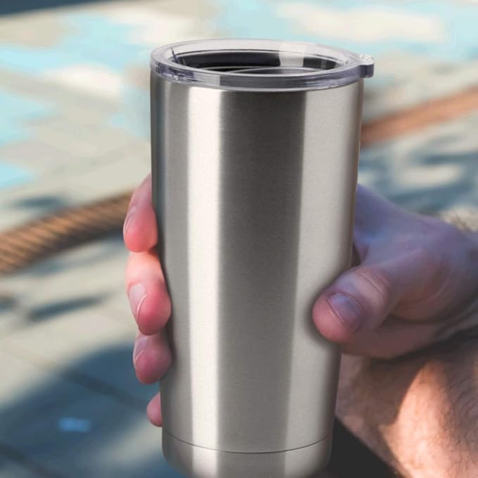 HASLE OUTFITTERS 20oz Stainless Steel Tumblers Bulk, Insulated Travel Cup with Lid, Double Wall Vacuum Coffee Mug for Cold & Hot Drinks 4 Pack, Silver