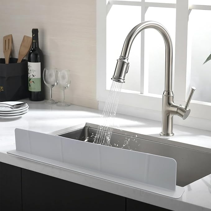 EEEKit 21 Inch Silicone Sink Splash Guard, Kitchen Sink Protector with Suction Cup, Water Splash Guard for Bathroom Sinks, Washbasin, Bathtub, Island