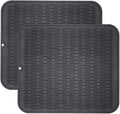 ZLR 2 Pcs Large Silicone Dish Drying Mat (16" x 18") - XL Heavy Duty Drainboard Mat for Pots, Pans & Family Loads - Heat Resistant Trivet & Counter Protector, Easy Clean (Black)