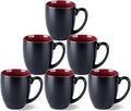 GBhome 16oz Coffee Mugs Set of 6, Large Ceramic Coffee Mugs for Man, Woman, Dad, Mom, Modern Coffee Mugs Set with handle for Tea/Latte/Cappuccino/Milk/Cocoa. Dishwasher&Microwave Safe,Red