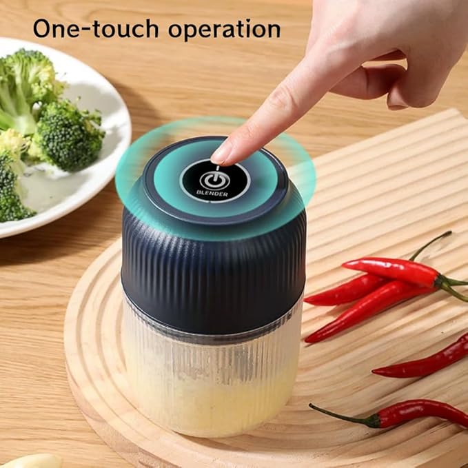 2026 Upgrade Electric Garlic Chopper, Mini Portable Veggie Chopper, 300ml Food Choppers Cordless, USB Charging Small Garlic Cutter for Mashing Onion, Chili, Ginger (White, 4 blades)
