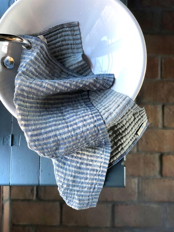 Vaxbo Lin 100% Linen Hand + Tea Towels | Made in Sweden | Different Sizes + Stunning Array of Colors - Storm + Little Storm (Blue/Light Blue, Storm 50x70cm (19.5x28.5))