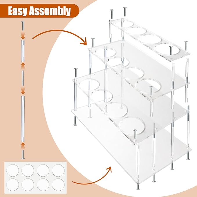 Acrylic 12 Bottle Capacity Coffee Syrup Organizer, 3-Tier Coffee Syrup Rack, Syrup Bottle Holder Stand for Coffee Bar Kitchen Countertop, Family Storage for Syrup Wine Dressing