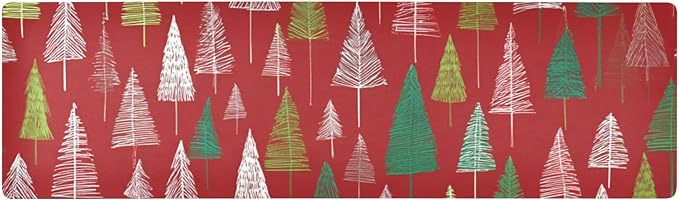 2 in 1 Table Runner Trivet for Hot Pots and Pans Heat Resistant Non Slip Waterproof 39 x 12 Inch Decorative Table Protector for Kitchen Countertop Christmas Trees White