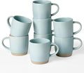 famiware Coffee Mugs Set of 8, Milkyway 13 oz Mug Set, Ceramic Cup Set with Handle for Coffee, Tea, Cocoa, Milk, Light Blue