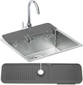 24 Inch Longer Faucet Mat for Kitchen Sink| 5° Slope Fast Self-Draining Sink Splash Guard | Multipurpose Faucet Mat Foldable Durable No Smell | Cut-to-Fit Opening Up to 2.6in | Dark Grey