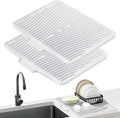 Silicone Dish Drying Mat for Kitchen Counter, Dish Drying Pad, Non-Slip Drain Pad with Built-in Drain, Heat Resistant Stone Drying Mat