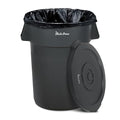 PLASTIC PRINCE 44 Gallon Round Trash Can with Lid Garbage Can Gray Waste Container for Home Garage Restaurants Warehouses