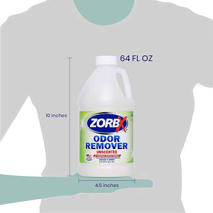 ZORBX Unscented Odor Eliminator for Strong Odor - Used in Hospitals & Healthcare Facilities | Advanced Formula, Fast-Acting Odor Remover Spray for Dog, Cat, House & Carpet (16Oz + 7.5Oz + 2Oz + 64 Oz)
