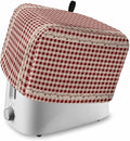 Country Star Berry Red Buffalo Plaid Soft Washable 2 Slice Toaster Dust Cover with Pockets, Dust-proof and Fingerprint Protection