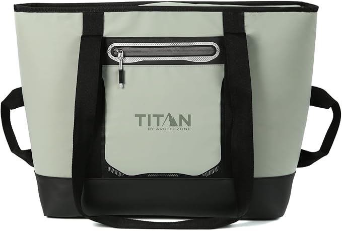 Titan by Arctic Zone Soft Sided Cooler Tote, Insulated Bag with Handle, Shoulder Strap, and Zipper for Lunch, Picnic, and Travel, 30 Can Capacity