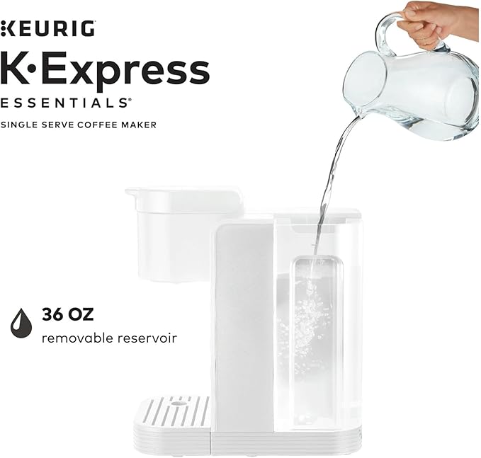 Keurig K Express Essentials Single Serve K Cup Coffee Maker (White) | 36-Oz Removable Reservoir, 3 Brew Sizes, Removable Drip Tray Fits Travel Mugs, K-Cup Pod Compatible