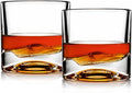 LIITON Rocky Mountains Heavy Crystal Whiskey Glasses Gift Set of 2, Thick Freezable Bourbon Glass 1lb Each, Premium Whiskey Gifts for Men, Frozen Crystal Chills Cocktails, 10 oz