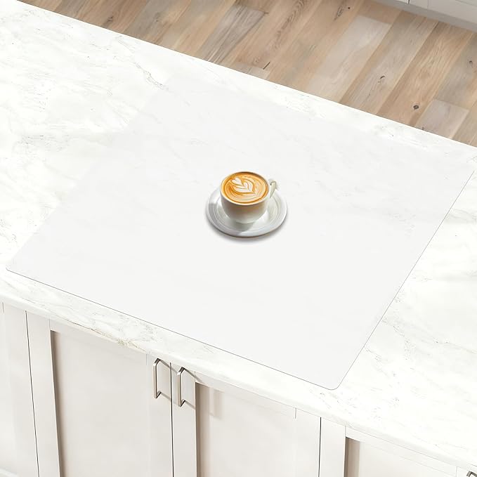 24''x24''(60cmx60cm) Silicone Mat for Kitchen Counter, Non-Slip Heat Resistant Countertop Protector, Waterproof Durable Kitchen Mat for Countertops, Islands (Semitransparent)