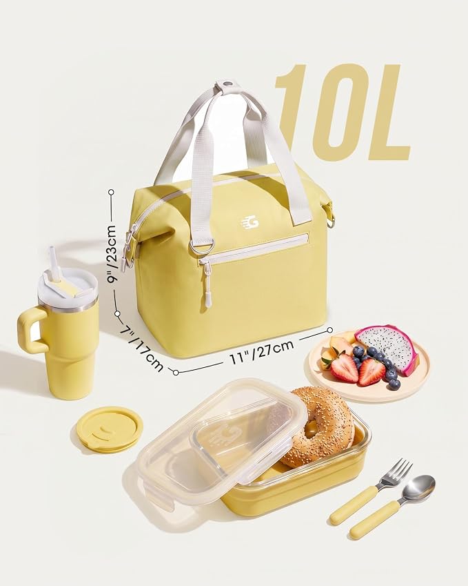 GLORIEROO Pastel Lunch Box Women | Insulated Soft Waterproof Leakproof Lunch Bag Cooler | Adjustable Strap | BPA-Free