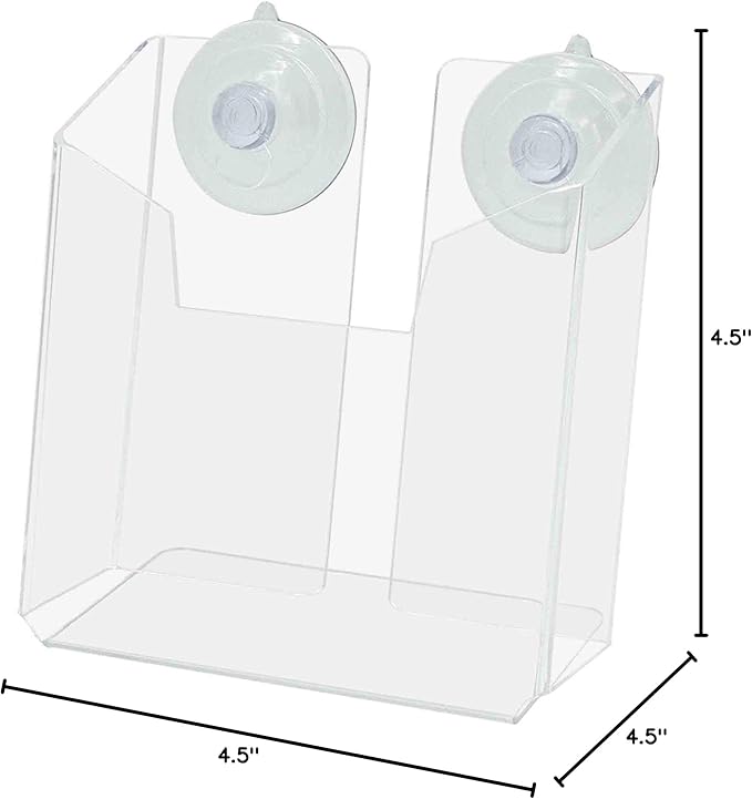 Marketing Holders Suction Cup Brochure Holder for 4" Wide Postcards Clear Acrylic Window or Glass Wall Mount Literature Display for Reception Areas Schools and Libraries
