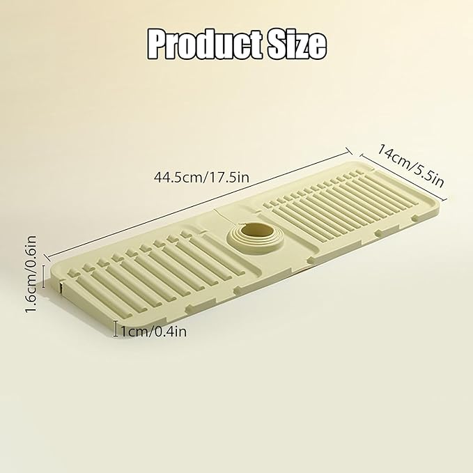 Folding Faucet Mat for Kitchen Sink Upgraded Premium Silicone Splash Guard with Fast Drying Properties Protective Sink Tray Ideal for Stone Sinks in Kitchen & Bathroom (Gray, 17.5"x5.5")