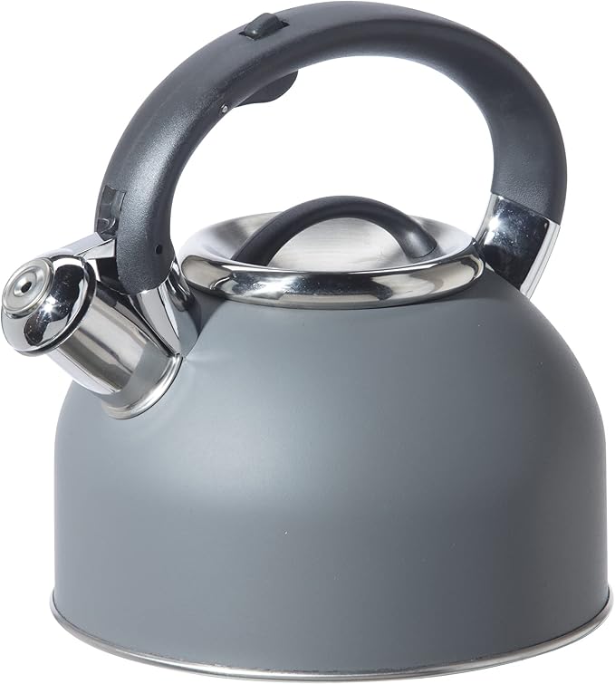 OGGI Tea Kettle for Stove Top - 64oz / 1.9lt, Stainless Steel with Loud Whistle, Ideal Hot Water Kettle and Water Boiler - Gray