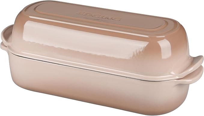EDGING CASTING Enameled Cast Iron Loaf Pan with Lid, Bread pan, Dutch Oven Bread pan for Homemade Sourdough Bread Baking, 12.5x5.5 inch, 5qt, Mocha