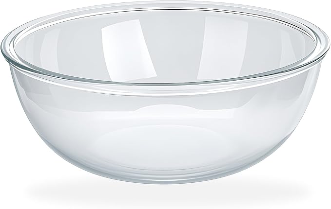 6.3 Qt Large Glass Mixing Bowl,12.3" Clear Glass Salad Cooking Bowls For making sourdough Prepping, Mixing, Marinating & Brining Kimchi
