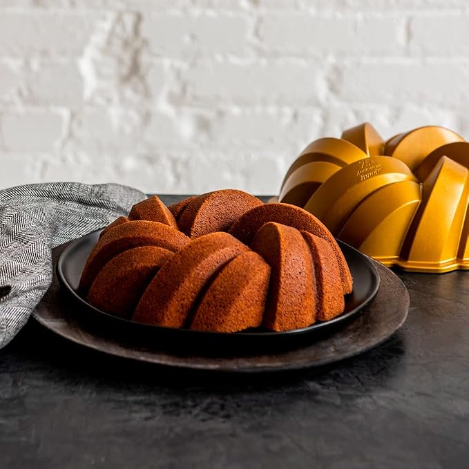 Nordic Ware NW 95577 75th Anniversary Braided Rope Bundt Cake Pan, Gold 12 Cup Capacity (Pack of 3)