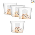 XS Reusable Silicone Food Storage Bags 4 Pack, 16fl oz/500ml, 100% Silicone Stand-Up Wide-Open Zip-Lock Reusable Bags for Small Items, Microwave Freezer Oven Dishwasher Safe, Translucent