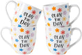 16OZ Ceramic Slay the Day Coffee Mugs Set, Large Colorful Coffee Cups with Handles for Milk, Tea, Latte, Mocha, Cocoa, Cappuccino, Porcelain Cups Gift for Holiday or Anniversary (4PCS)