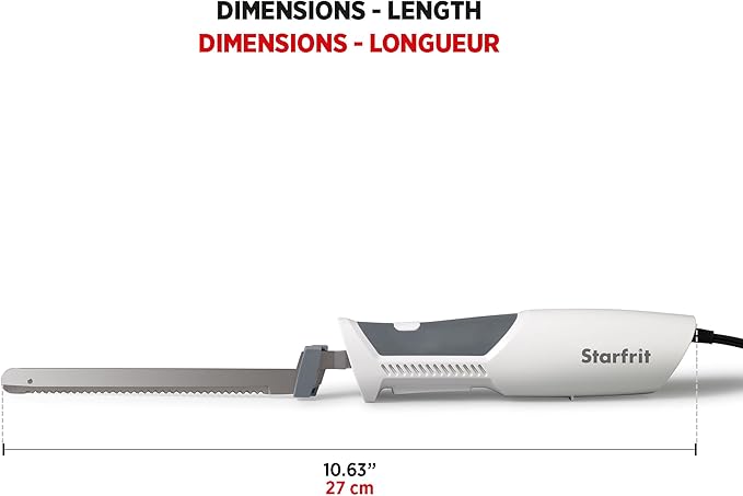Starfrit Electric Knife with Offset Blades Precision Slicing Enhanced Safety Ergonomic Handle