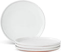 Ceramic Dinner Plates, 10.25 Inch, Set for 4, Elegant White | Flat Dish Design, Microwave & Dishwasher Safe, Perfect for Family and Entertaining, For Steak, Sandwiches, Pizza, Pasta