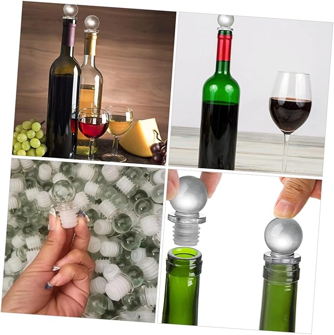 24pcs Glass Ball Wine Bottle Stoppers Portable Aroma Container Sealer with Silicone for Freshness Preservation and Beverage Protection