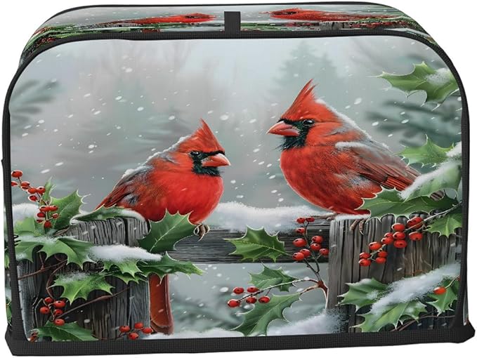 Winter Tree Cardinal Toaster Cover 4 Slice Dust and Fingerprint Protection Toaster Bread Maker Covers Washable Kitchen Small Appliance Covers for Kitchen Accessories Decor Bakeware Women Gift