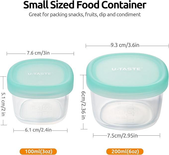 U-Taste 28"x20" Large Food-Grade Liquid Silicone Pastry Mat and 3oz 6oz Small Storage Containers Food Grade Liquid-Silicone Freezer Box Set of 4 (Aqua Sky)