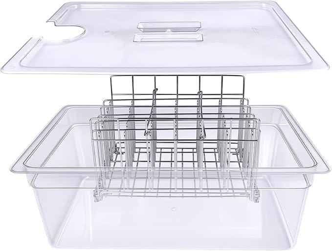 26 QT Large Sous Vide Container With Lid, Sous Vide Tub Kit Compatible with Wancle Anova, Joule, Instant Pot Sous Vide Cookers for Home Chefs Professional Use (26 qt with rack)