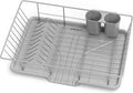 Dish Drying Rack for Kitchen Counter, Stainless Steel Sink Organization and Storage Essentials with Cutlery Holder, Home and Appartment Decor, 12''W x 15.5''L, Silver