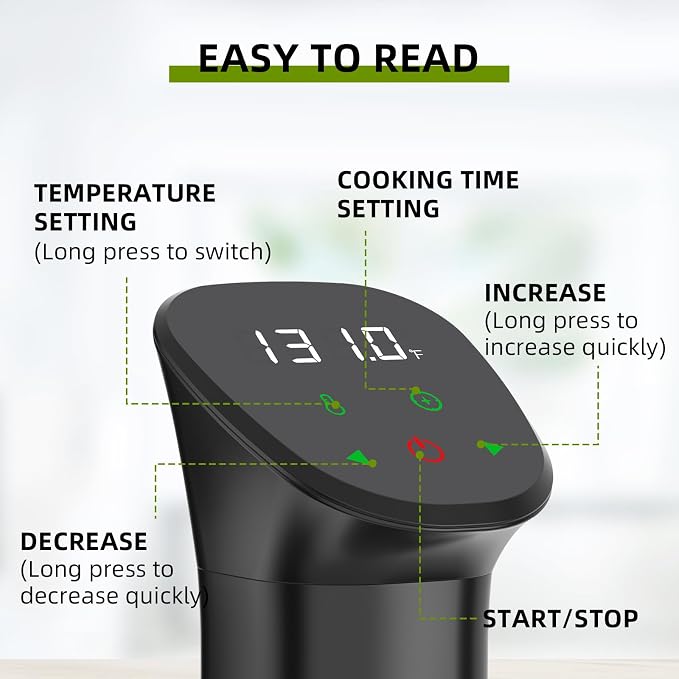 Zionheat Sous Vide Machine 1100W Fast Heating Thermal Immersion,Digital Touch Screen，With Accurate Temperature and Timer Circulator Precise Stainless Steel Cooker
