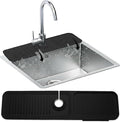 Silicone Faucet Mat for Kitchen Sink 17.7 Inch | 5° Slope Fast Self-Draining Sink Splash Guard | Multipurpose Faucet Mat Foldable Durable No Smell | Cut-to-Fit Opening Up to 2.6in | Black