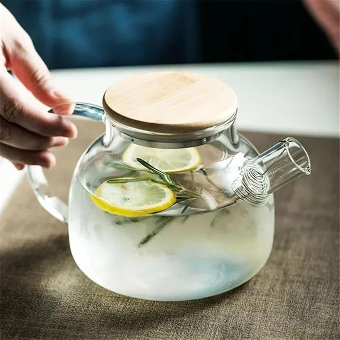 1.8L Clear Borosilicate Glass Pitcher, Clear Large Teapot, Teapot for Cold/Hot Drinks and Milk Water Pitcher(1800ML)