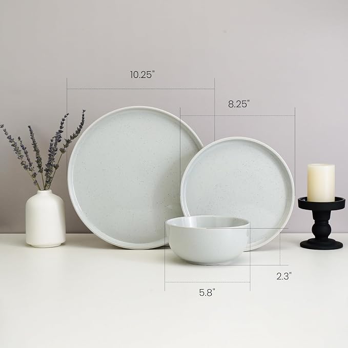 Metflavor Kitchen Plates and Bowls Set Dinner Set for 4 Handpainted Dinner ware Sets, Microwave Safe Plates and Bowls Sets Stone Plate Scratch Resistant (Galaxy Mist)