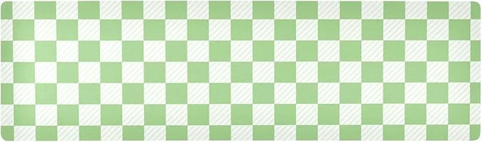 2-in-1 Table Runner Trivet for Hot Dishes Heat Resistant Hot Plate Mat Pad 39x12 Inch Waterproof Table Protector Trivets for Countertop Non Slip Decorative Checkered Green