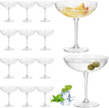 LemonRoad 12 Pcs Plastic Coupe Glasses 9 oz Disposable Martini Glasses for Cocktails, Champagne, Desserts and Espresso, Drinkware Set for Weddings, Birthday Parties, Home Bars (Clear)