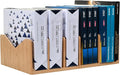 MobileVision Bamboo Paper Holder and Label Organizer Dividers for Office Organization and Storage, 5 wide dividers for Books, Binders, Files, Boxed Labels and more