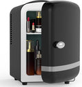 Electactic Mini Fridge for Skincare, 4L/6 Cans Small Cosmetic Fridge for Makeup & Beverage, Portable Desk Fridge Cooler and Warmer for Kids, Bedroom, Countertop, Black