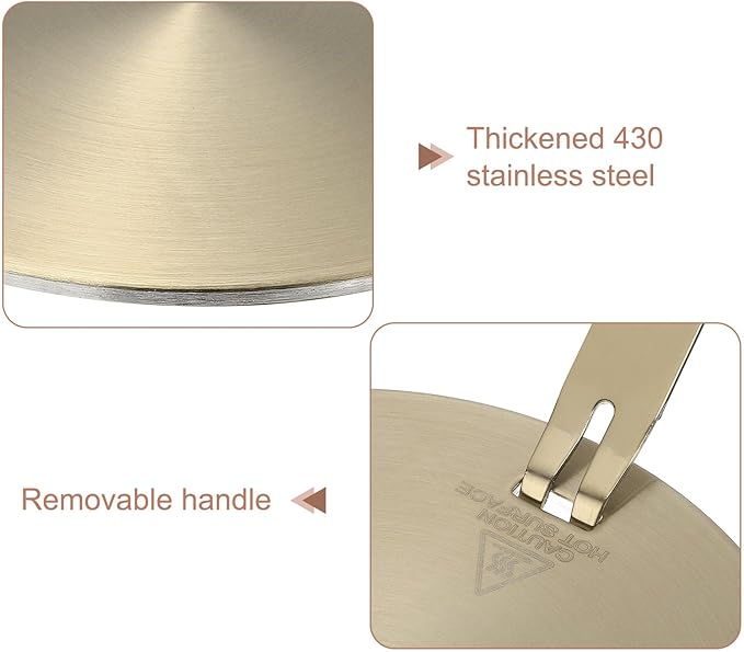 uxcell Heat Diffuser Plate for Gas Stove 6.3 Inch Round Heat Conduction Induction Adapter Plate with Removable Handle Cookware Protector for Cookware Heat Cooking Unfreeze, Rose Gold